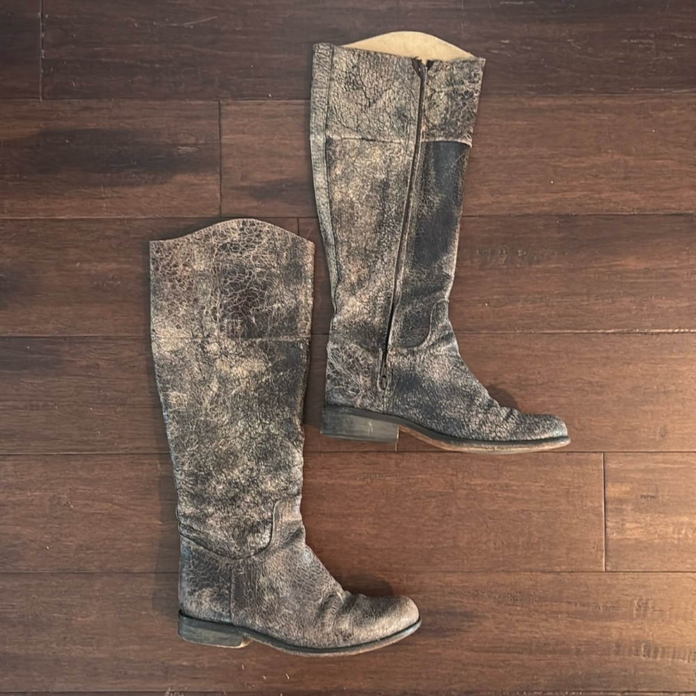 Rare Steven By Steve Madden Reins  distressed brown leather riding boots size 7